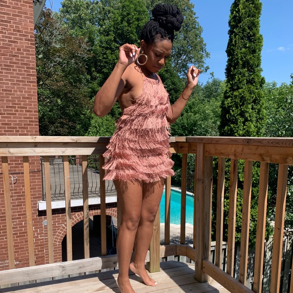 Salmon Fringe romper